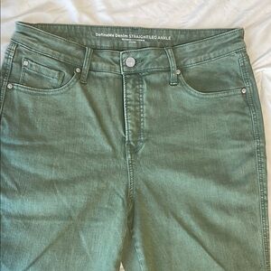 Green Straight Leg Ankle Jeans